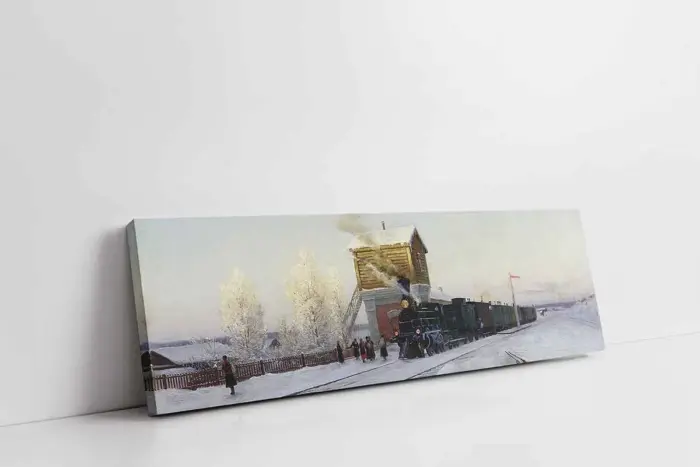 Karlı Havada Tren Ve Yolcular | Kanvas Tablo | Cam Tablo | Mdf Tablo | B17098 - Görsel 1