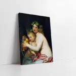 Bacchante Aşk Tanrısına İçecek Verirken Feodor Bruni | Kanvas Tablo | Cam Tablo | Mdf Tablo | B19016