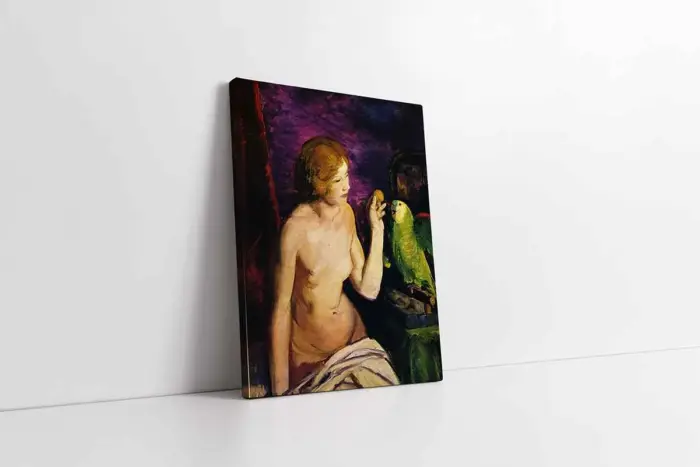 Nude Girl And Parrot | Kanvas Tablo | Cam Tablo | Mdf Tablo | B19076 - Görsel 1