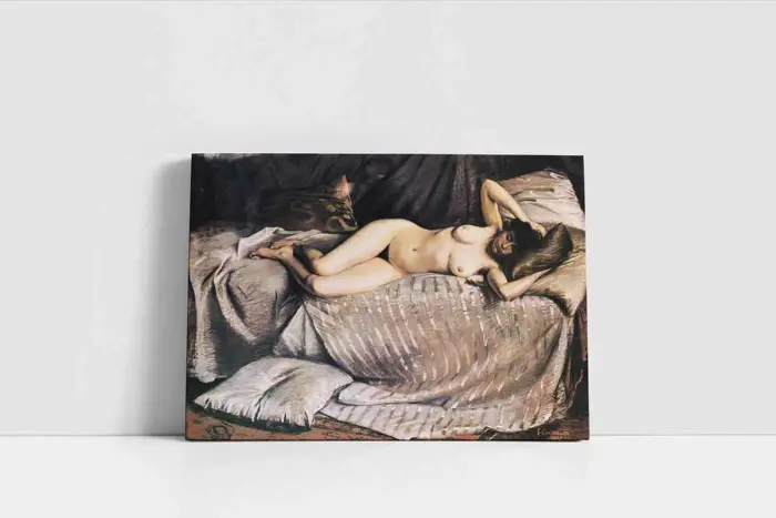 Naked Woman Lying On A Couch | Kanvas Tablo | Cam Tablo | Mdf Tablo | B19082 - Görsel 2