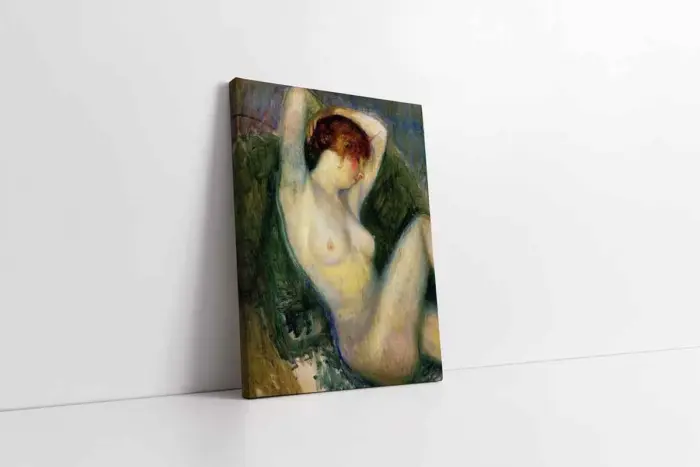 Nude İn Green Chair | Kanvas Tablo | Cam Tablo | Mdf Tablo | B19087 - Görsel 1