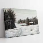 Karlar Altında Kalmış Kulübe | Kanvas Tablo | Cam Tablo | Mdf Tablo | B20009