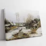 Karlar Altında Kalmış Kulübeler | Kanvas Tablo | Cam Tablo | Mdf Tablo | B20068