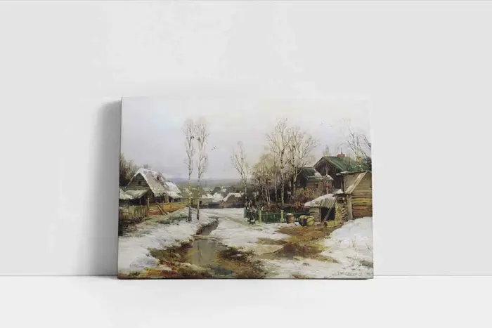 Karlar Altında Kalmış Kulübeler | Kanvas Tablo | Cam Tablo | Mdf Tablo | B20068 - Görsel 2