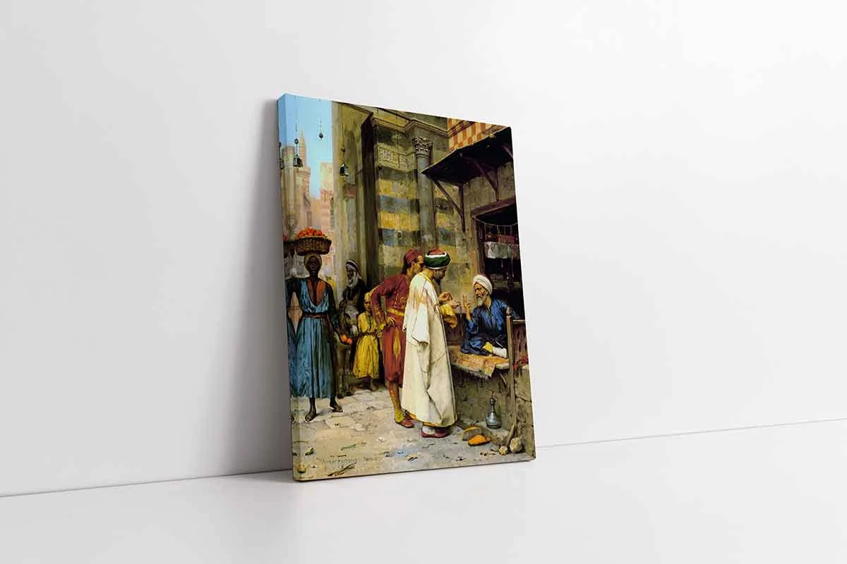 KB21285-10 Tesbih Alışverişi Yapan Tüccar | Kanvas Tablo | Cam Tablo | Mdf Tablo | B21285 - Görsel 1