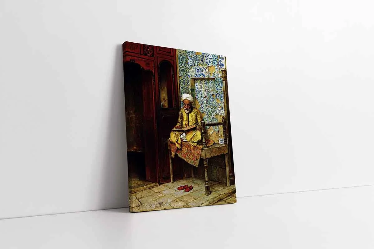 KB21379-10 Kitap Okuyan Arap | Kanvas Tablo | Cam Tablo | Mdf Tablo | B21379 - Görsel 1