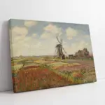 Rijnsburg Yel Değirmeni İle Lale Tarlası Claude Monet | Kanvas Tablo | Cam Tablo | Mdf Tablo | B22069