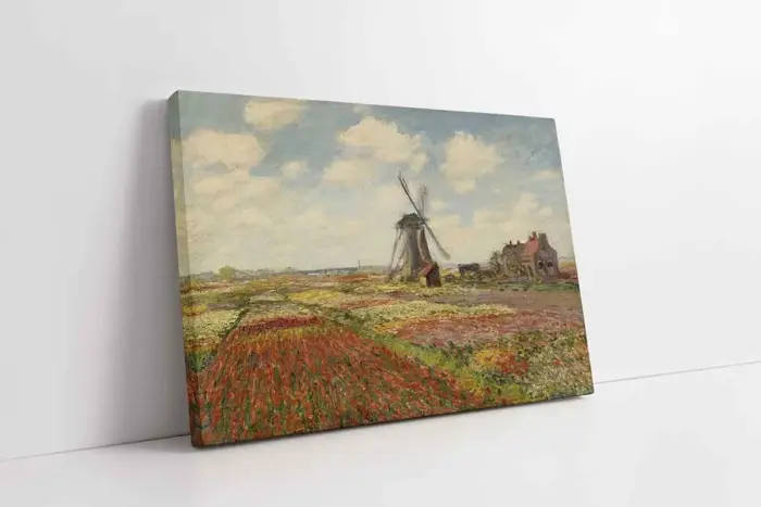 Rijnsburg Yel Değirmeni İle Lale Tarlası Claude Monet | Kanvas Tablo | Cam Tablo | Mdf Tablo | B22069 - Görsel 1