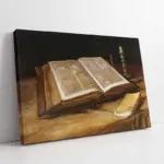 İncil İle Natürmort | Kanvas Tablo | Cam Tablo | Mdf Tablo | B22147