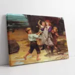 Yengeç Yakalamış Çocuklar | Kanvas Tablo | Cam Tablo | Mdf Tablo | B22579