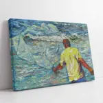 Balık Ağı Atan Balıkçı | Kanvas Tablo | Cam Tablo | Mdf Tablo | B22588