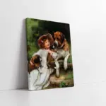 Köpeklerle Çocuk | Kanvas Tablo | Cam Tablo | Mdf Tablo | B22592
