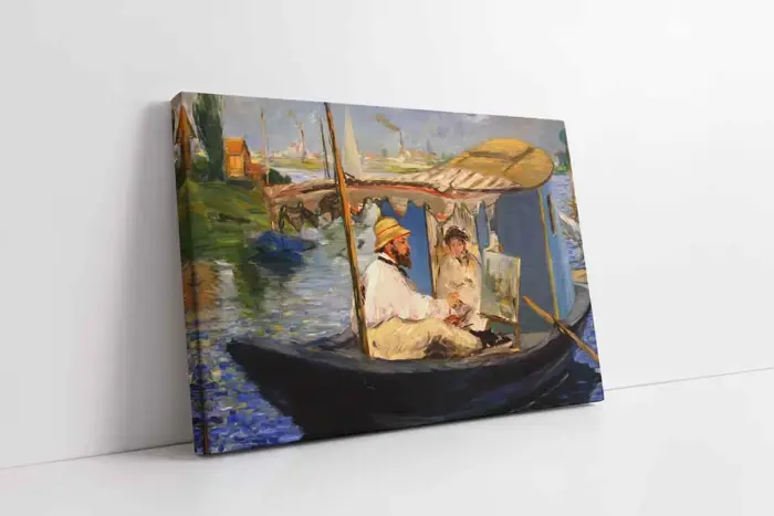 Monet Teknede Resim Yapıyor Manet | Kanvas Tablo | Cam Tablo | Mdf Tablo | B22612 - Görsel 1