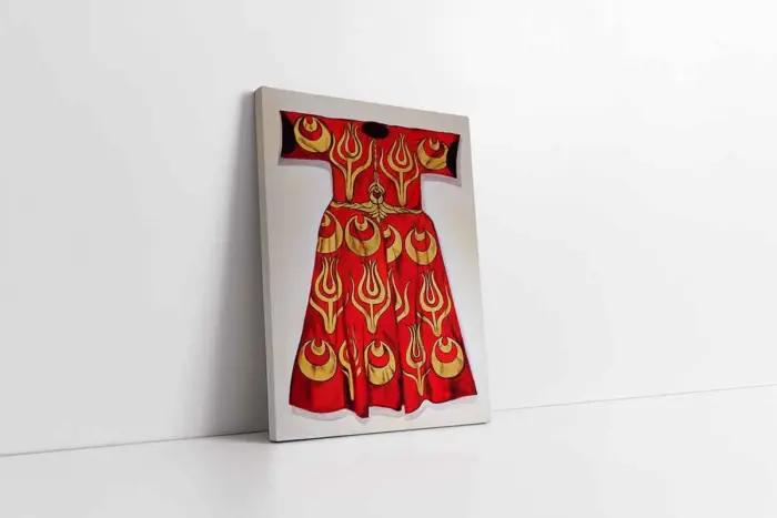 Kırmızı Sarı Kaftan | Kanvas Tablo | Cam Tablo | Mdf Tablo | B30001 - Görsel 1