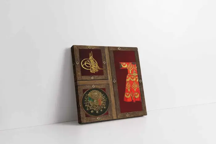 Kaftan Tuğra Ve Osmanlı Arması | Kanvas Tablo | Cam Tablo | Mdf Tablo | B30012 - Görsel 1