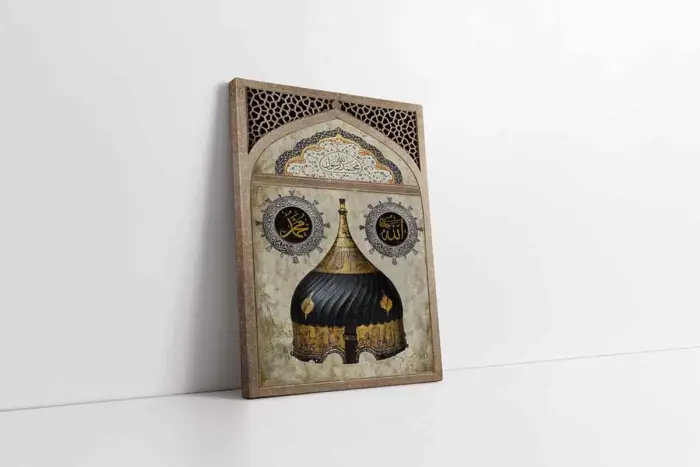 Allah Muhammed Ve Miğfer | Kanvas Tablo | Cam Tablo | Mdf Tablo | B32003 - Görsel 1