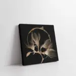 Siyah Zeminde Altın Çiçek | Kanvas Tablo | Cam Tablo | Mdf Tablo | B33002
