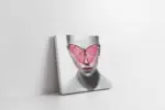 Pembe Kelebek Ve Kadın | Kanvas Tablo | Cam Tablo | Mdf Tablo | B33006