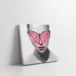 Pembe Kelebek Ve Kadın | Kanvas Tablo | Cam Tablo | Mdf Tablo | B33006