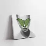 Yeşil Kelebek Ve Kadın | Kanvas Tablo | Cam Tablo | Mdf Tablo | B33009