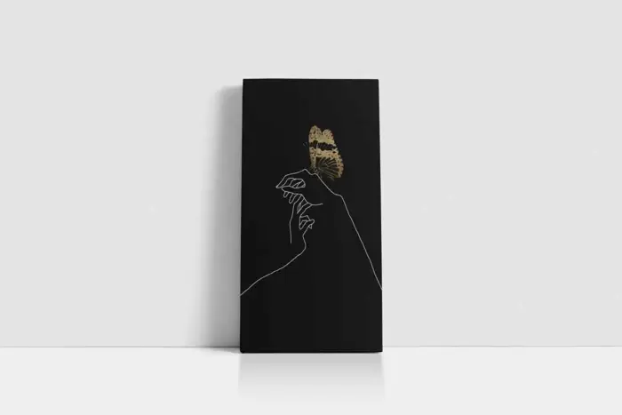 Eller Ve Kelebek Line Art | Kanvas Tablo | Cam Tablo | Mdf Tablo | B33012 - Görsel 1