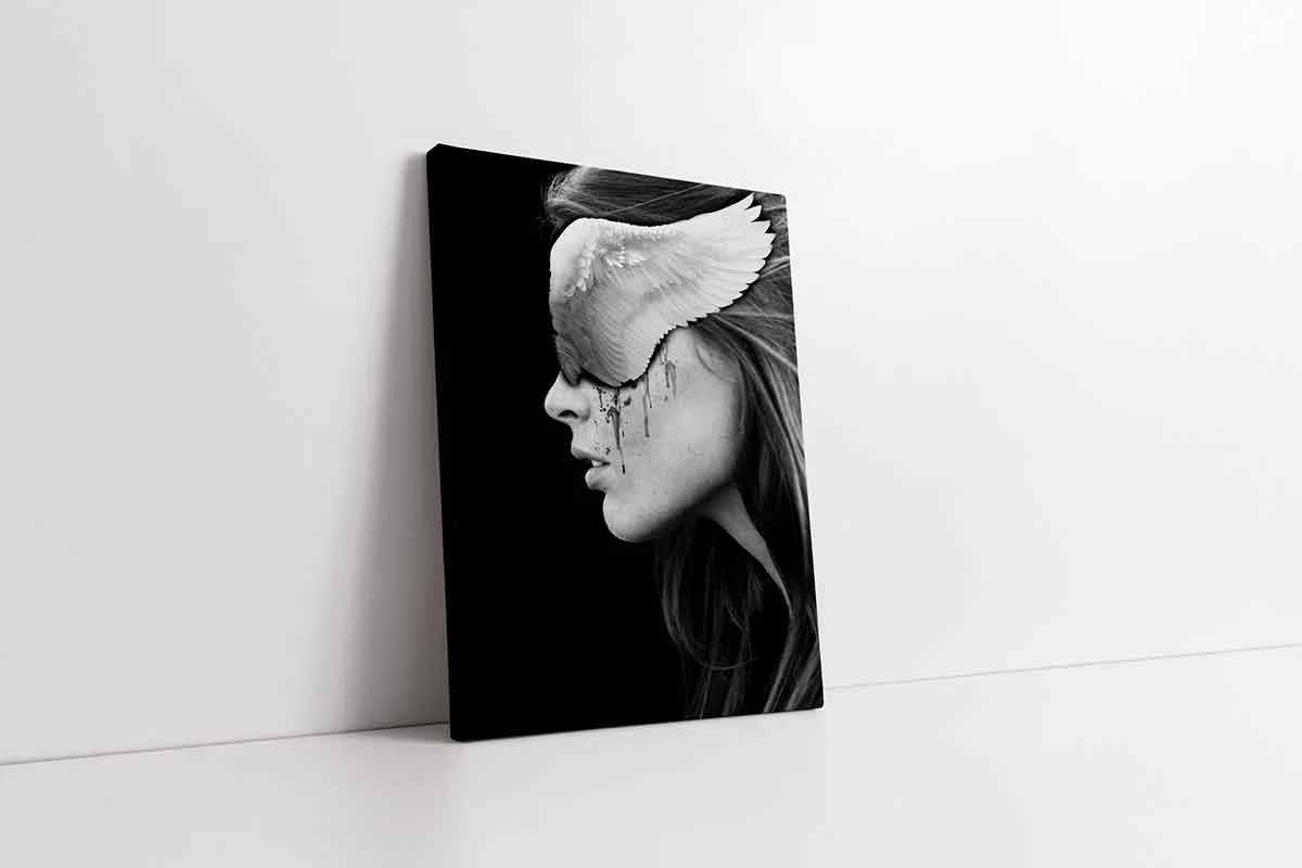 KB33020-10 Kanat Maskeli Kadın | Kanvas Tablo | Cam Tablo | Mdf Tablo | B33020 - Görsel 1