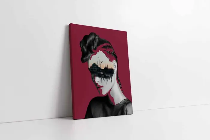 İstanbul Kadın Manipülasyon Pembe | Kanvas Tablo | Cam Tablo | Mdf Tablo | B33030 - Görsel 1
