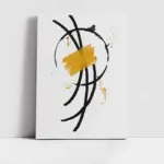 Line Art Sarı Siyah Soyut | Kanvas Tablo | Cam Tablo | Mdf Tablo | B33060