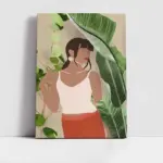 Kadın Ve Yapraklar | Kanvas Tablo | Cam Tablo | Mdf Tablo | B33079