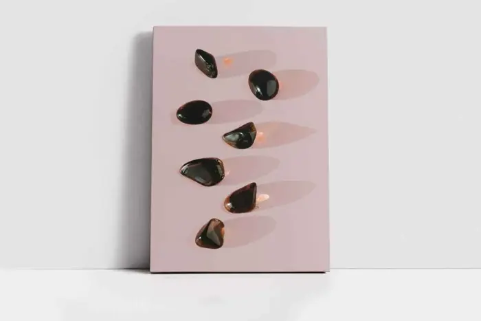 Pembe Zeminde Taşlar | Kanvas Tablo | Cam Tablo | Mdf Tablo | B33086 - Görsel 2