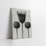 Siyah Beyaz Üçlü Çiçek | Kanvas Tablo | Cam Tablo | Mdf Tablo | B33093