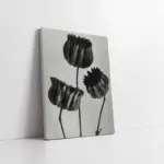 Siyah Beyaz Üçlü Çiçekler | Kanvas Tablo | Cam Tablo | Mdf Tablo | B33094