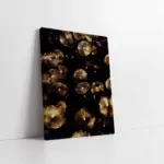 Siyah Zemin Altın Mantarlar | Kanvas Tablo | Cam Tablo | Mdf Tablo | B33100