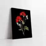 Siyah Zeminde Kırmızı Çiçek | Kanvas Tablo | Cam Tablo | Mdf Tablo | B33101
