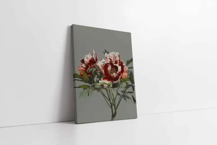 Gri Zeminde Çiçek | Kanvas Tablo | Cam Tablo | Mdf Tablo | B33110 - Görsel 1