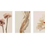 Çiçek Üçlü Kanvas Tablo | Cam Tablo | Mdf Tablo Seti | B33136