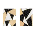 Sarı Siyah Soyut İkili Kanvas Tablo | Cam Tablo | Mdf Tablo Seti | B33148