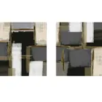 Gri Yeşil Soyut İkili Kanvas Tablo | Cam Tablo | Mdf Tablo Seti | B33152