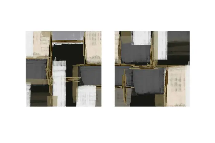 Gri Yeşil Soyut İkili Kanvas Tablo | Cam Tablo | Mdf Tablo Seti | B33152 - Görsel 1