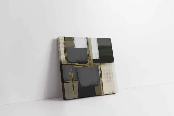 Gri Yeşil Soyut İkili Kanvas Tablo | Cam Tablo | Mdf Tablo Seti | B33152 - Görsel 3