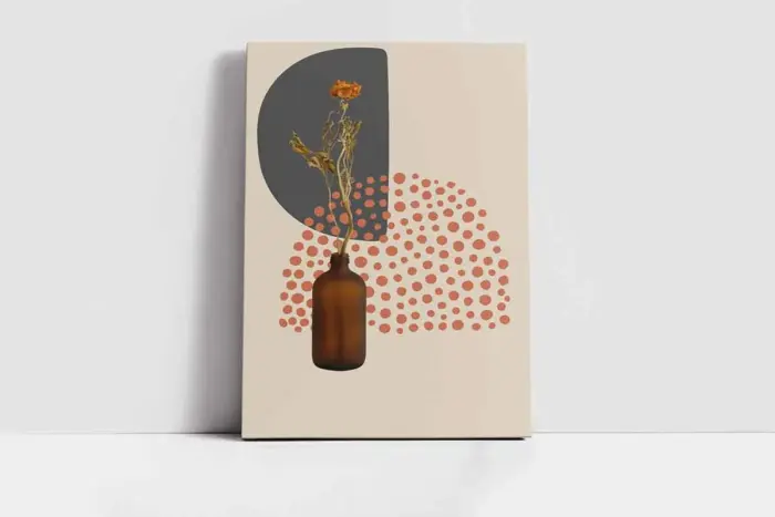 Line Art Çiçekler İkili Kanvas Tablo | Cam Tablo | Mdf Tablo Seti | B33156 - Görsel 2