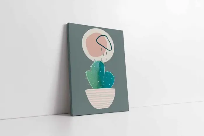 Line Art Kaktüs İkili Kanvas Tablo | Cam Tablo | Mdf Tablo Seti | B33157 - Görsel 3
