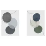 Line Art Soyut Daireler İkili Kanvas Tablo | Cam Tablo | Mdf Tablo Seti | B33159