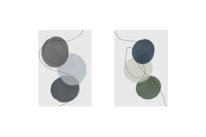 Line Art Soyut Daireler İkili Kanvas Tablo | Cam Tablo | Mdf Tablo Seti | B33159 - Görsel 1
