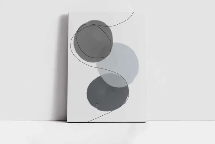Line Art Soyut Daireler İkili Kanvas Tablo | Cam Tablo | Mdf Tablo Seti | B33159 - Görsel 2
