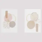 Line Art Bej Soyut İkili Kanvas Tablo | Cam Tablo | Mdf Tablo Seti | B33160