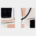 Bej Siyah Soyut İkili Kanvas Tablo | Cam Tablo | Mdf Tablo Seti | B33161