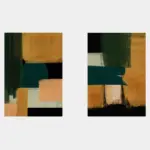 Sarı Yeşil Soyut İkili Kanvas Tablo | Cam Tablo | Mdf Tablo Seti | B33162