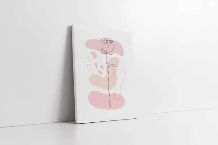 Line Art Çiçekler Üçlü Kanvas Tablo | Cam Tablo | Mdf Tablo Seti | B33164 - Görsel 4