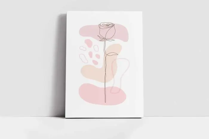 Line Art Çiçekler Üçlü Kanvas Tablo | Cam Tablo | Mdf Tablo Seti | B33164 - Görsel 5